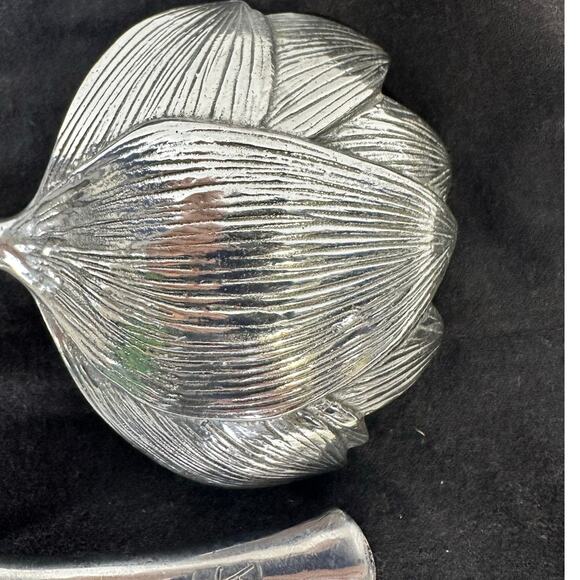 Michael Aram Lotus Blossom Flowers Serving Set Fork Spoon w/Logo Storage Pouch! - Picture 7 of 10